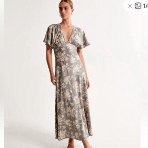 Elegant Floral Gray Maxi Dress